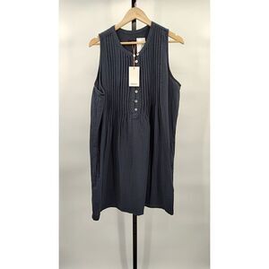 Quince Womens 100% Organic Cotton Gauze Sleeveless Swing Dress Indigo Blue M